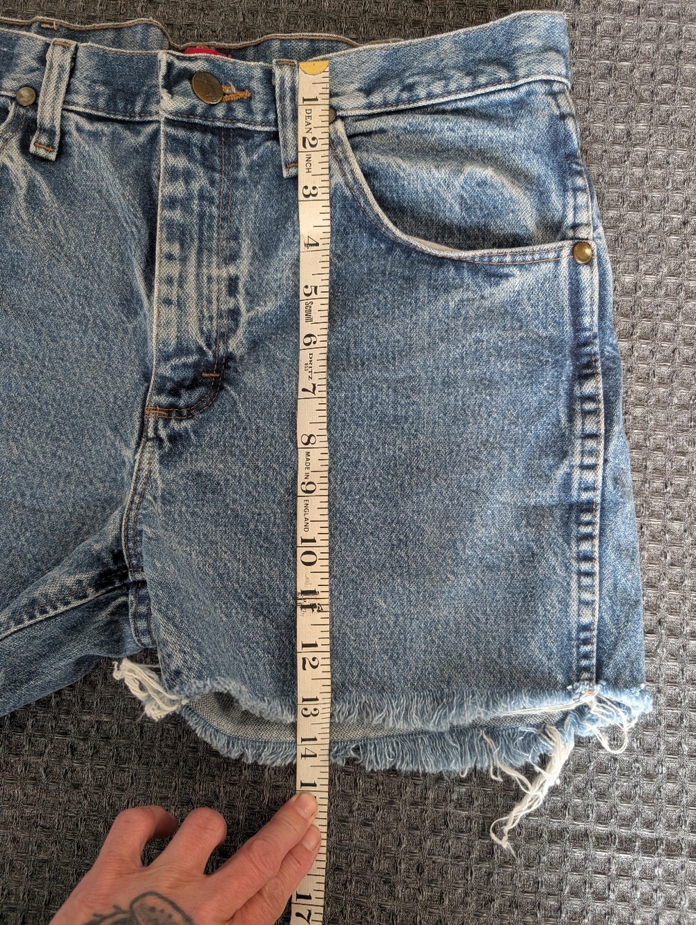 Wrangler Distressed High-Waist Denim Shorts - Light Blue - Picture 8 of 10